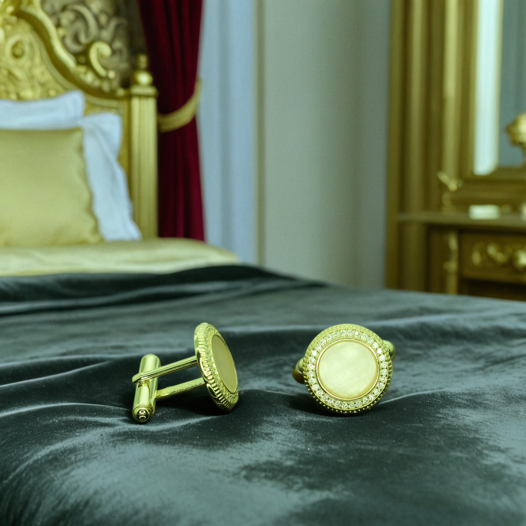 “AURORA HALO” Cufflinks Sterling Silver, Rose Quartz & Moissanite